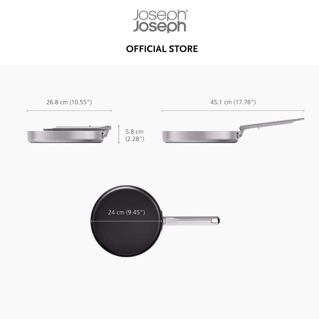 Joseph Joseph Space Steel Folding Handle 24cm Frying Pan JJ0290
