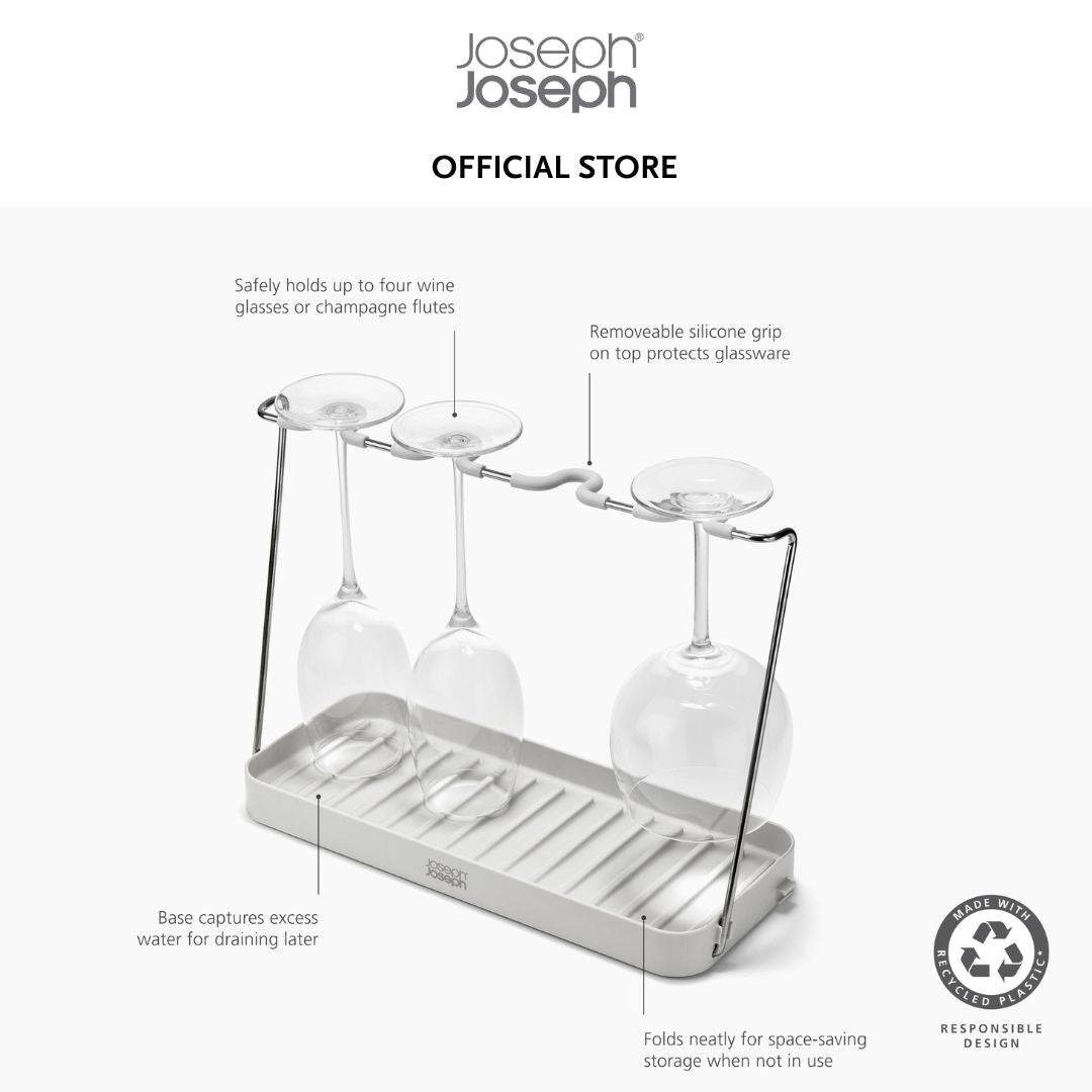 Joseph Joseph DrySmart™ Folding Wine Glass Drying Rack JJ0116 Made from recycled plastics