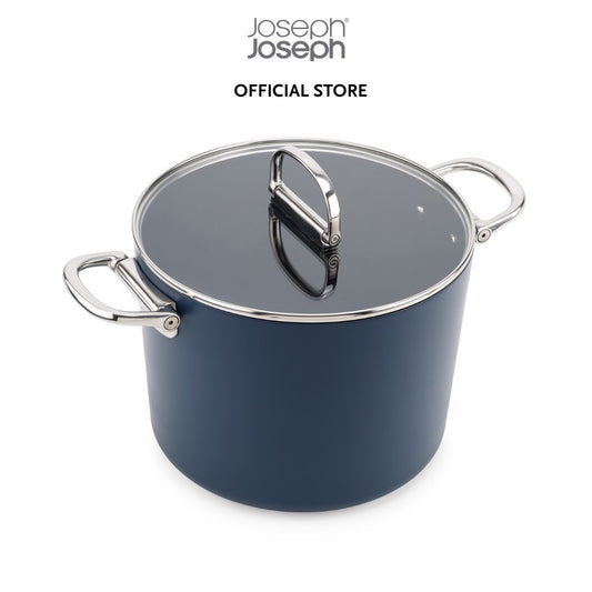 Joseph Joseph Space Folding Handle Ceramic Non-stick 25cm Blue Stock Pot & Lid JJ0154