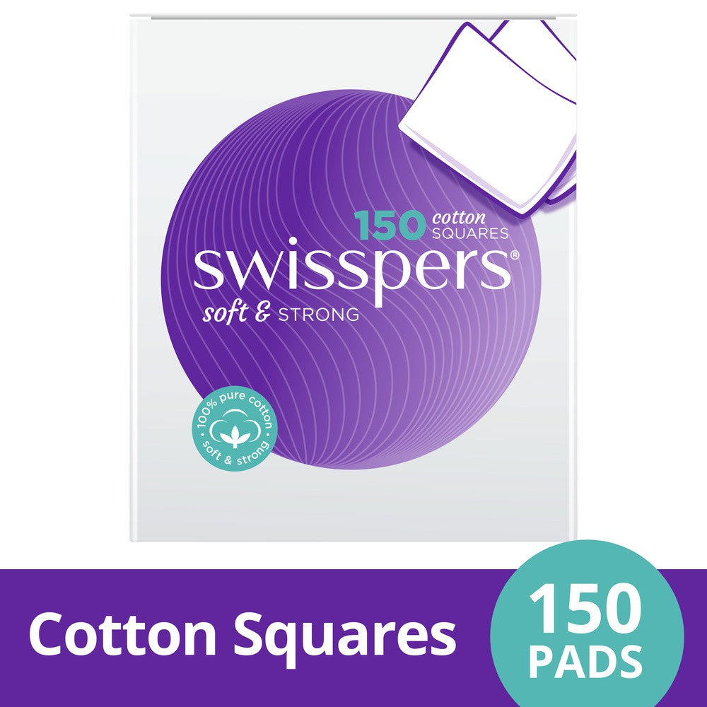 Swisspers Cotton Wool Square Pads (150’s/pack) SC0027