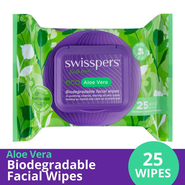 Swisspers Eco Aloe Vera Biodegradable Facial Wipes 25s SC0049