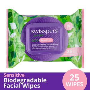 Swisspers Eco Sensitive Biodegradable Facial Wipes 25's SC0051