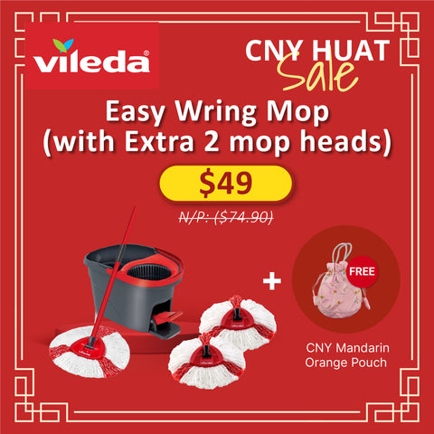 CNY HUAT Sale Vileda Easy Wring Mop (with extra 2 mop heads) VA0004
