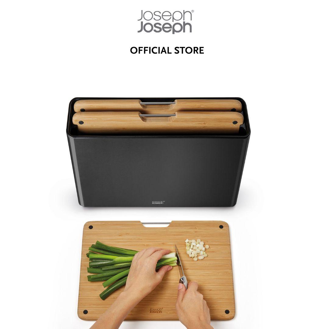 Joseph Joseph Folio Steel 3-Piece Bamboo Chopping Board Set With Black Stainless-Steel Case JJ0146
