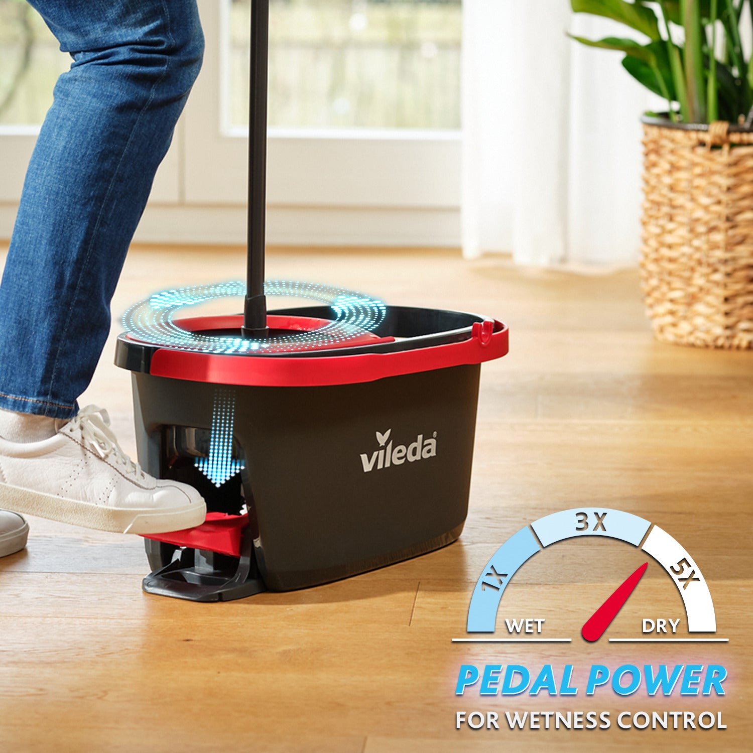 Vileda Turbo floor mop bucket set with foot pedal activated spinning w – Fackelmann Housewares Singapore