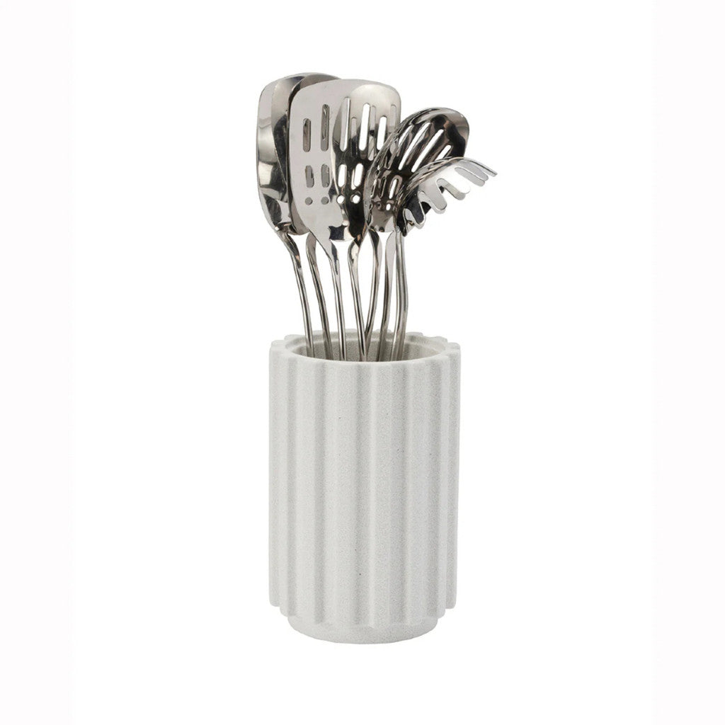 [Fackelmann] Radial Stone Utensil Holder Snow Terrazzo HW1239
