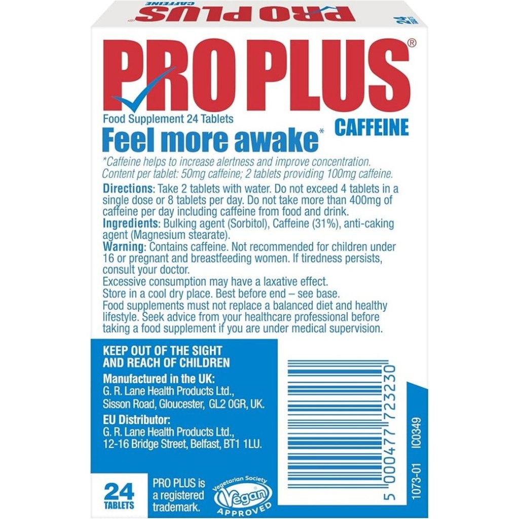 Pro Plus Caffeine Tablets 24's Relief Tiredness & Fatigue (Sugar Free) LN0018