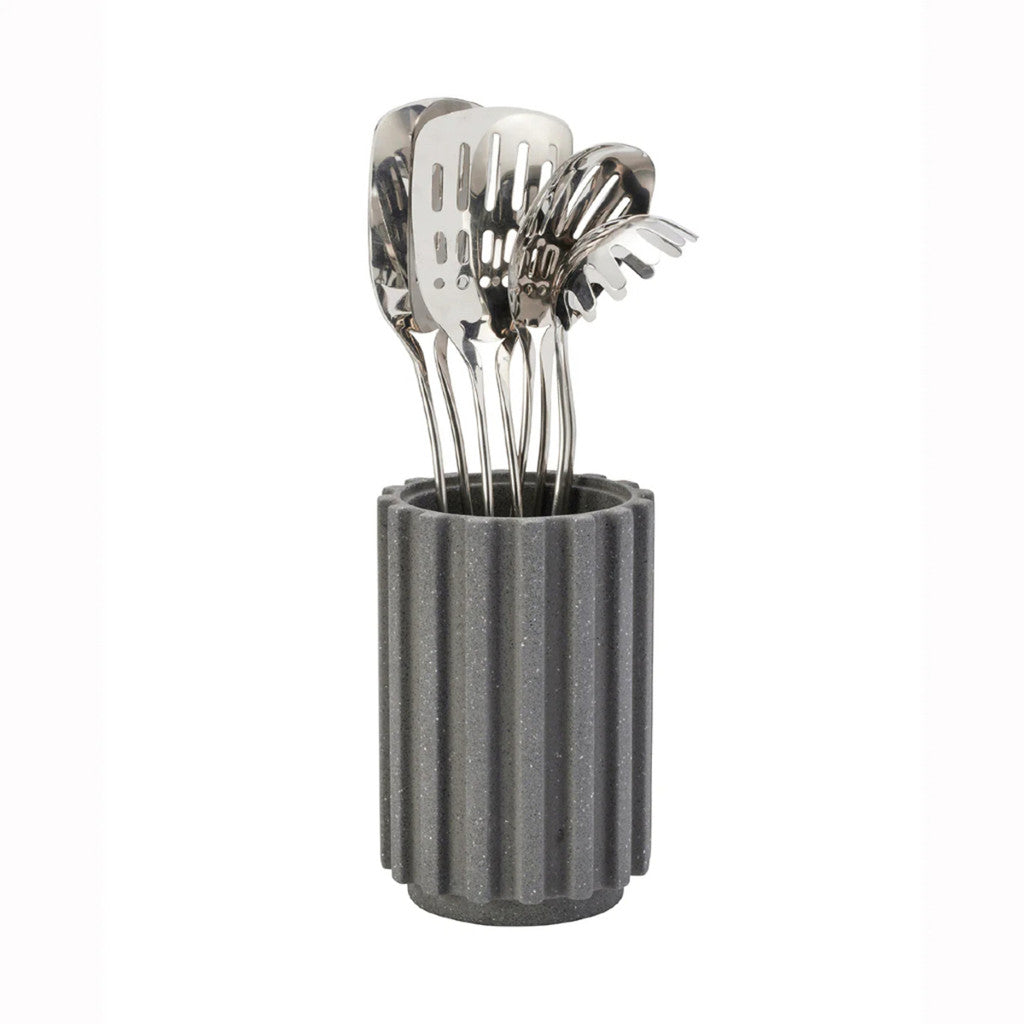 [Fackelmann] Radial Stone Utensil Holder Flint Terrazzo HW1240