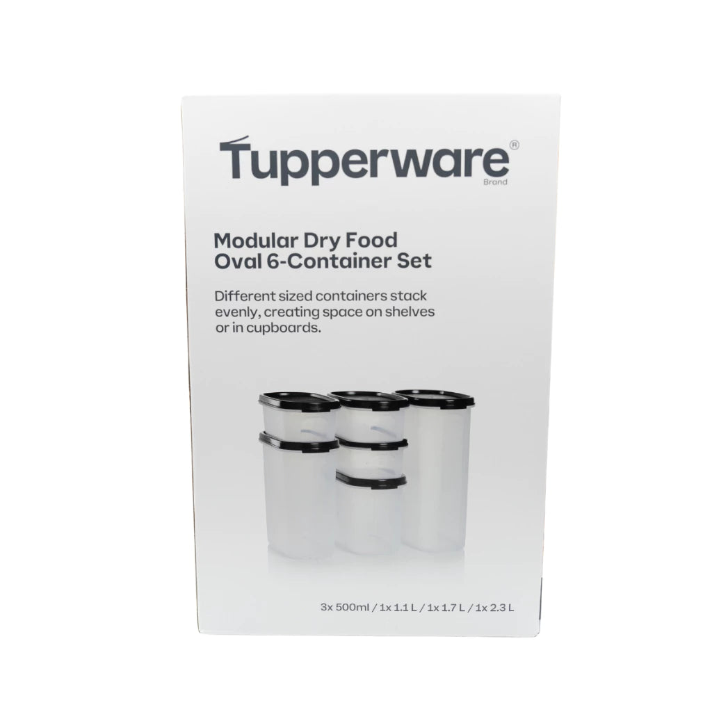 Tupperware Oval Modular Dry Food 6pcs Container Set (1x2.3L/1x1.7L/1X1.1L/3x500ml) TP0007