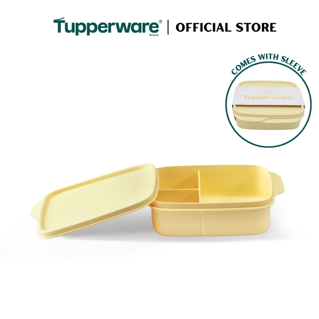 Tupperware Square Divided Lunch Box (550ml, Yellow) TP0026