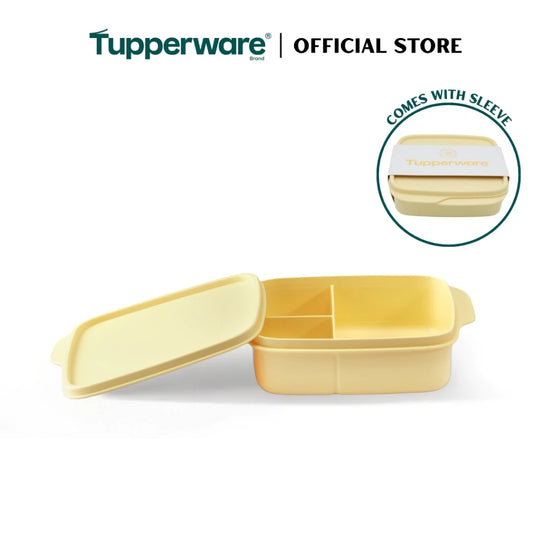 Tupperware Square Divided Lunch Box (550ml, Yellow) TP0026