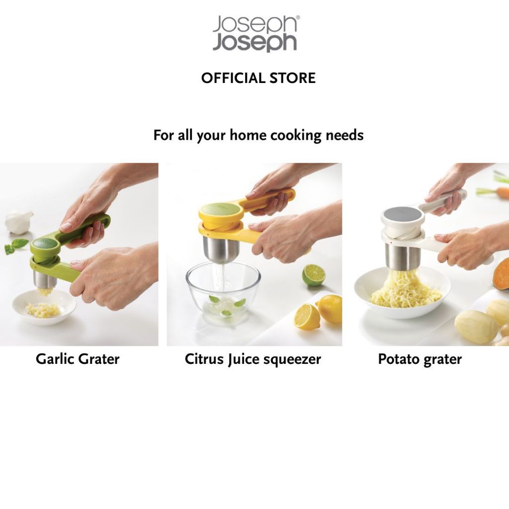 Joseph Joseph Helix Series White Potato Ricer JJ0087 / Yellow Citrus Juicer JJ0088 / Green Garlic Press JJ0089