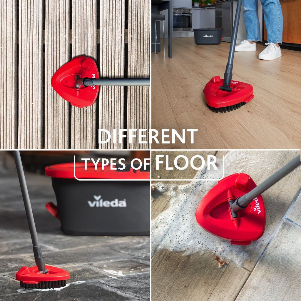 Vileda Turbo Mop Scrub Brush attachment, hard bristle cleaning brush for kitchen, shower, outdoor usage