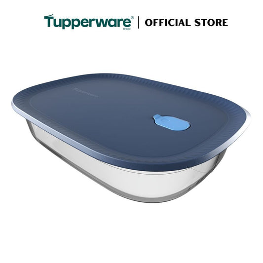 Tupperware Voila™ Glass Collection 3L Rectangular (Mineral Blue) TP0040 Microwave & Freezer Safe