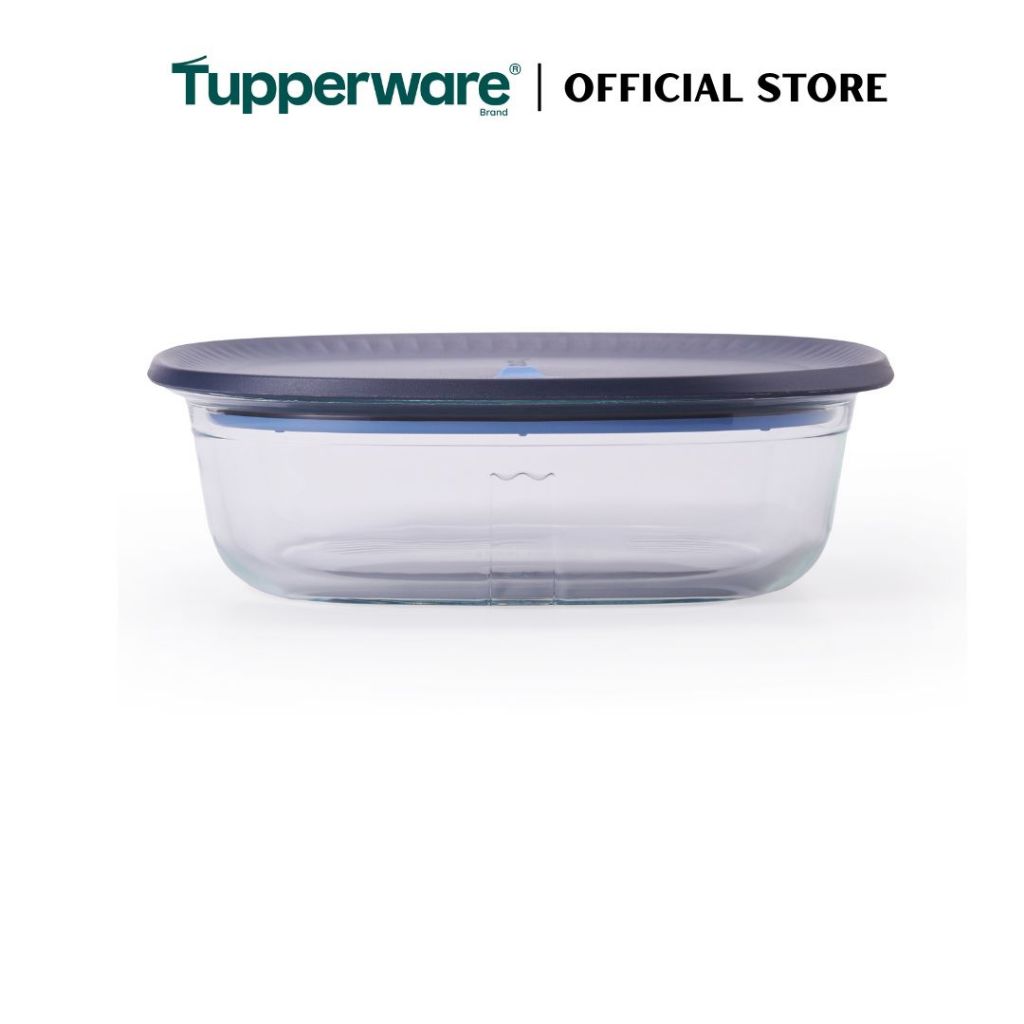 Tupperware Voila™ Glass Collection 1.6L Square (Mineral Blue) TP0038 Microwave & Freezer Safe