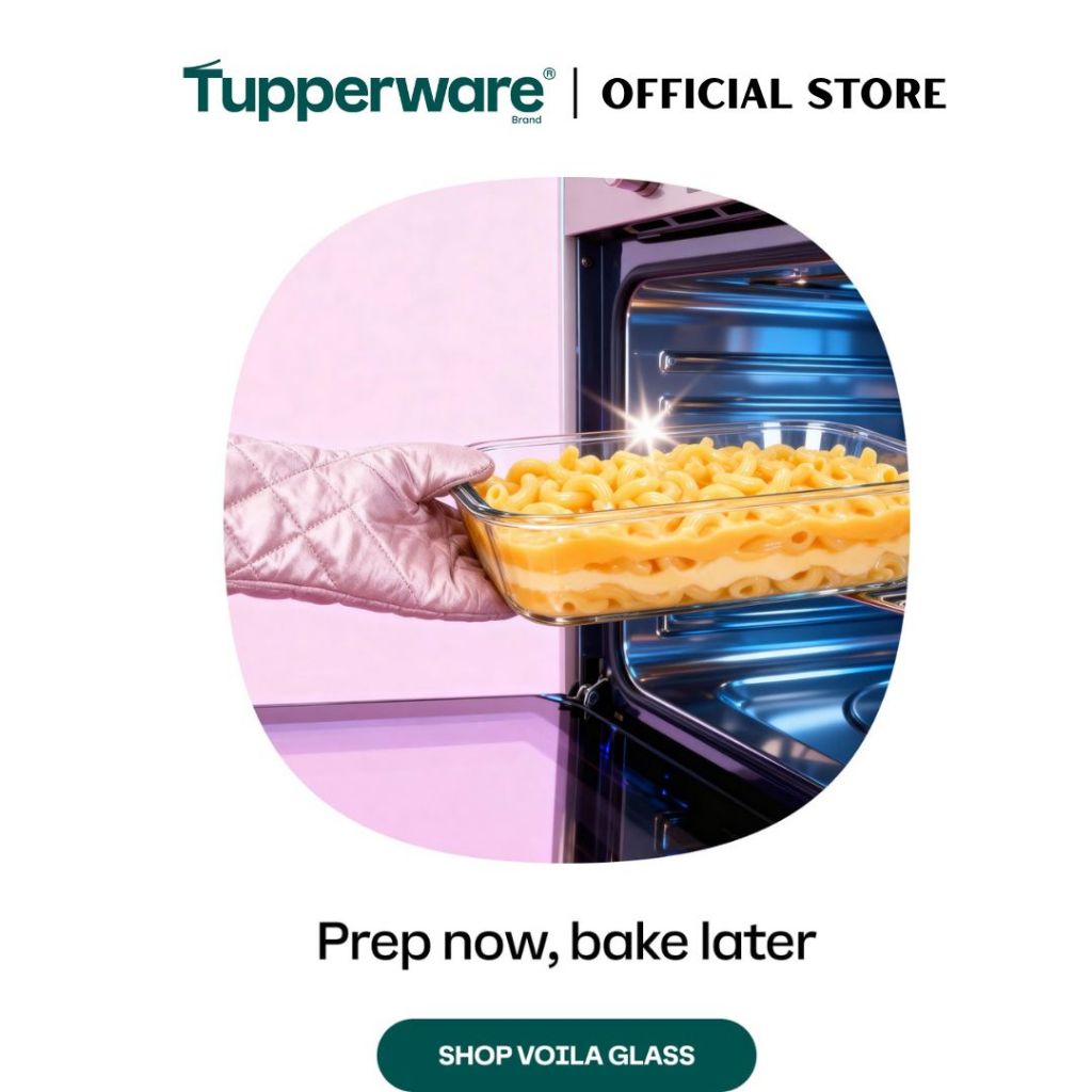 Tupperware Voila™ Glass Collection 1.6L Square (Mineral Blue) TP0038 Microwave & Freezer Safe