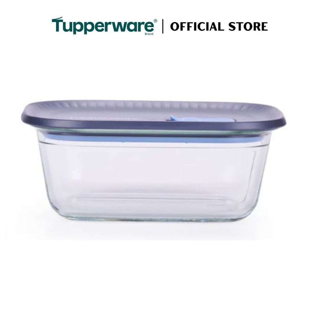 Tupperware Voila™ Glass Collection 1L Rectangular (Mineral Blue) TP0043 Microwave & Freezer Safe Food Container