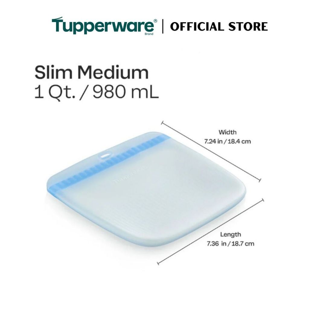 Tupperware Ultimate Silicone Slim Bag (980ml) Medium TP0046 (Freezer & Microwave Safe) Leak Proof Food Container