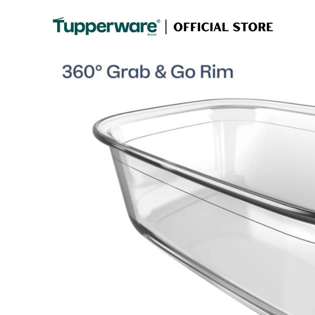 Tupperware Voila™ Glass Collection 650ml Rectangular (Mineral Blue) TP0042 Microwave & Freezer Safe