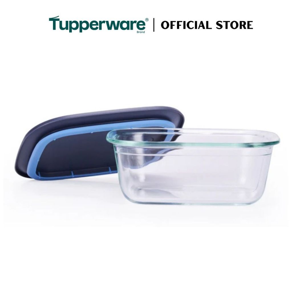 Tupperware Voila™ Glass Collection 1.5L Rectangular (Mineral Blue) TP0044 Microwave & Freezer Safe Food Container