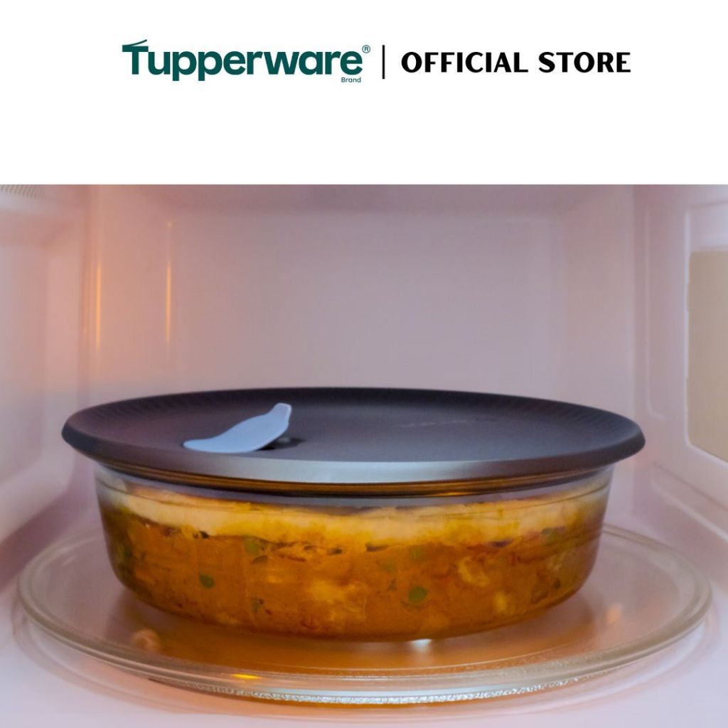Tupperware Voila™ Glass Collection 1.7L Round (Mineral Blue) TP0039 Microwave & Freezer Safe