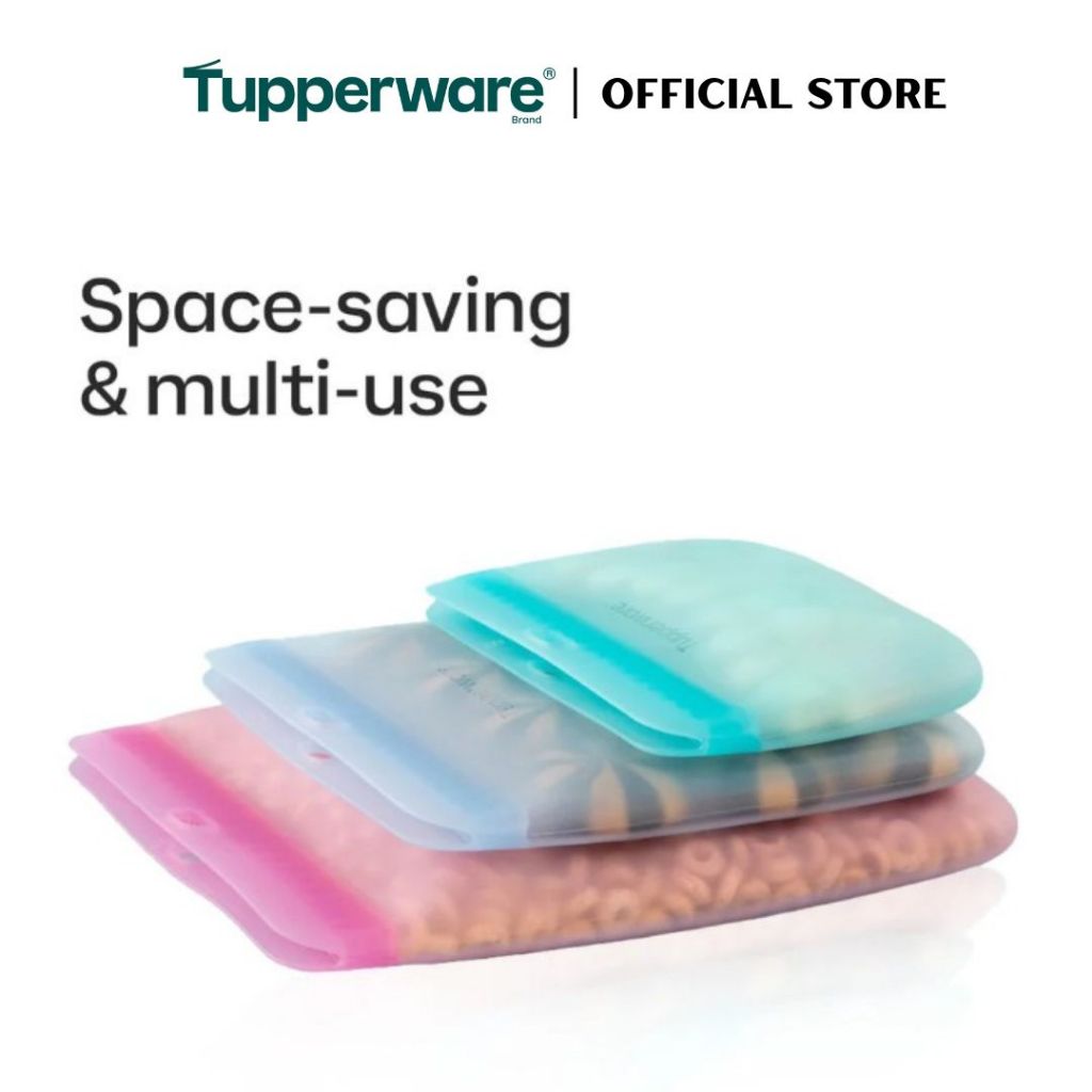Tupperware Ultimate Silicone Slim Bag (980ml) Medium TP0046 (Freezer & Microwave Safe) Leak Proof Food Container