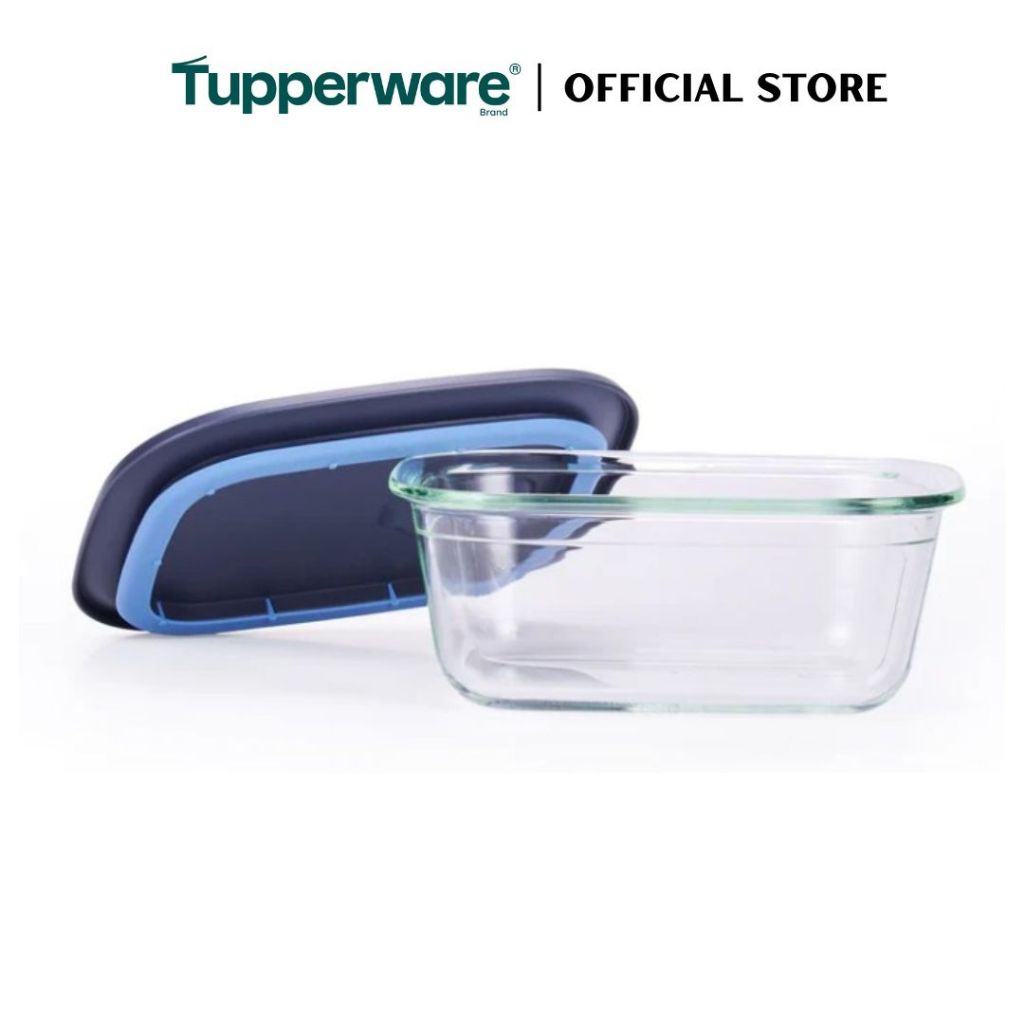 Tupperware Voila™ Glass Collection 1L Rectangular (Mineral Blue) TP0043 Microwave & Freezer Safe Food Container