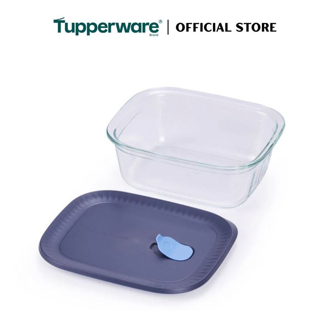 Tupperware Voila™ Glass Collection 1.5L Rectangular (Mineral Blue) TP0044 Microwave & Freezer Safe Food Container