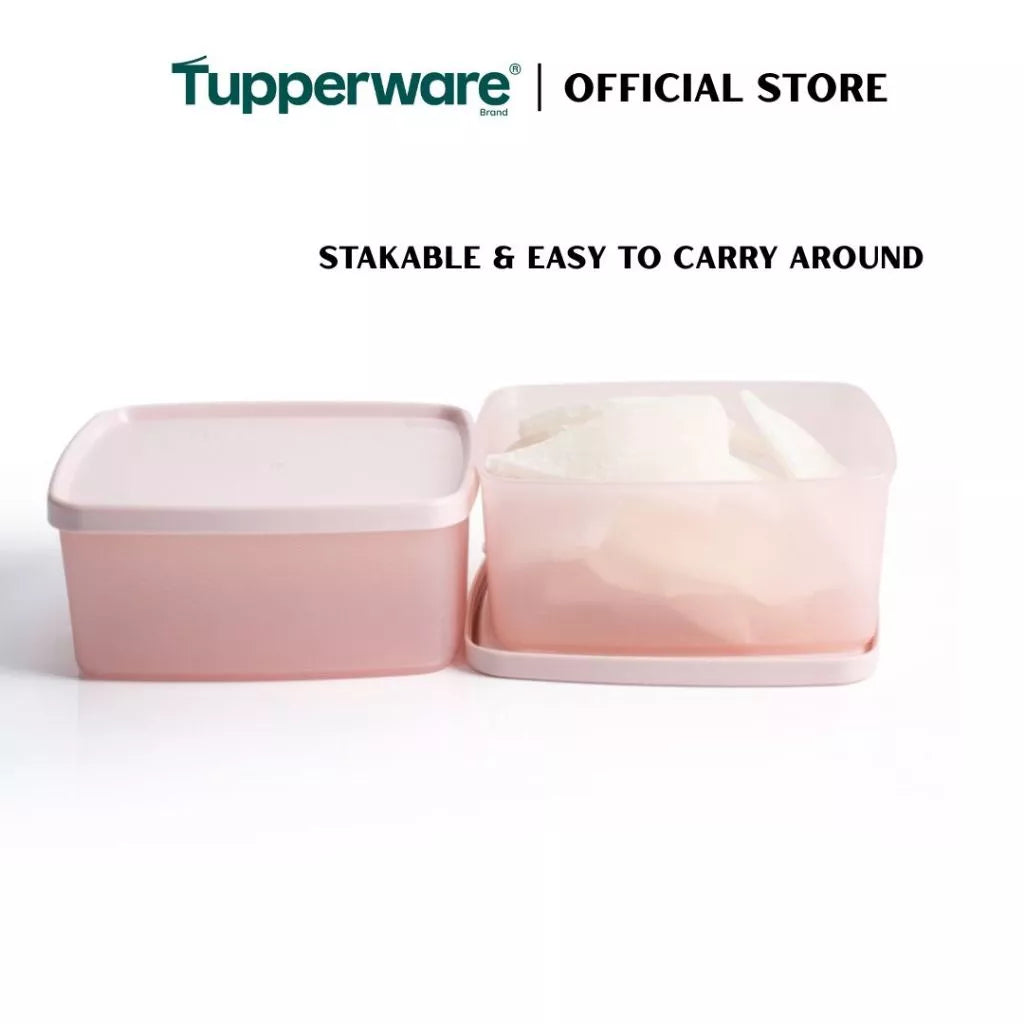 Tupperware 2pcs Stacking Square Food Storage containers (400ml) TP0031