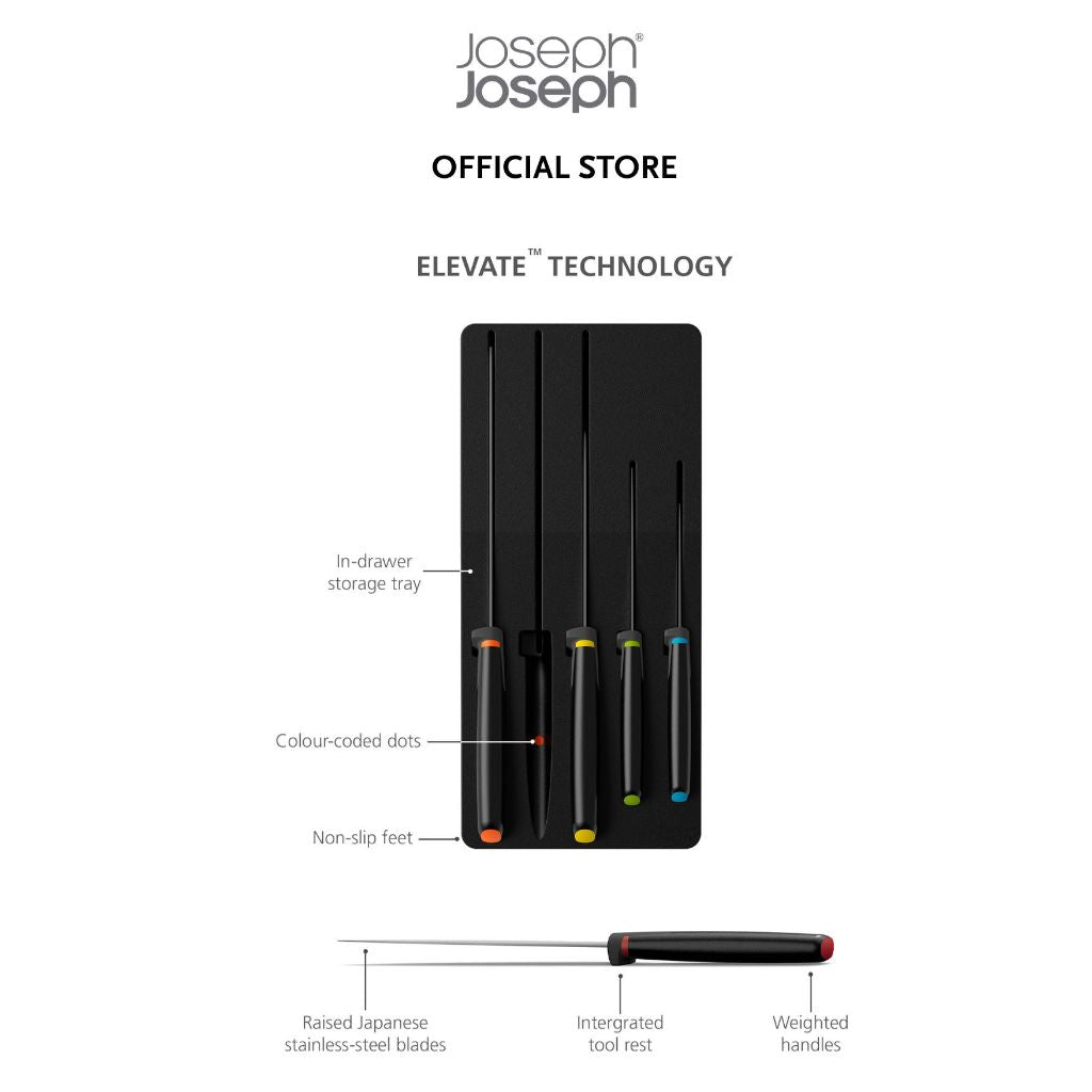 Joseph Joseph Elevate™ Store 5-piece Multicolour Knife Set with In-drawer Storage Tray JJ0064