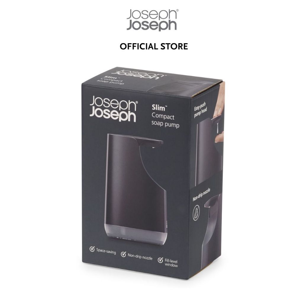 Joseph Joseph Slim™ Compact Matt Black Soap Pump 350ml JJ0025 BPA-Free soap pump