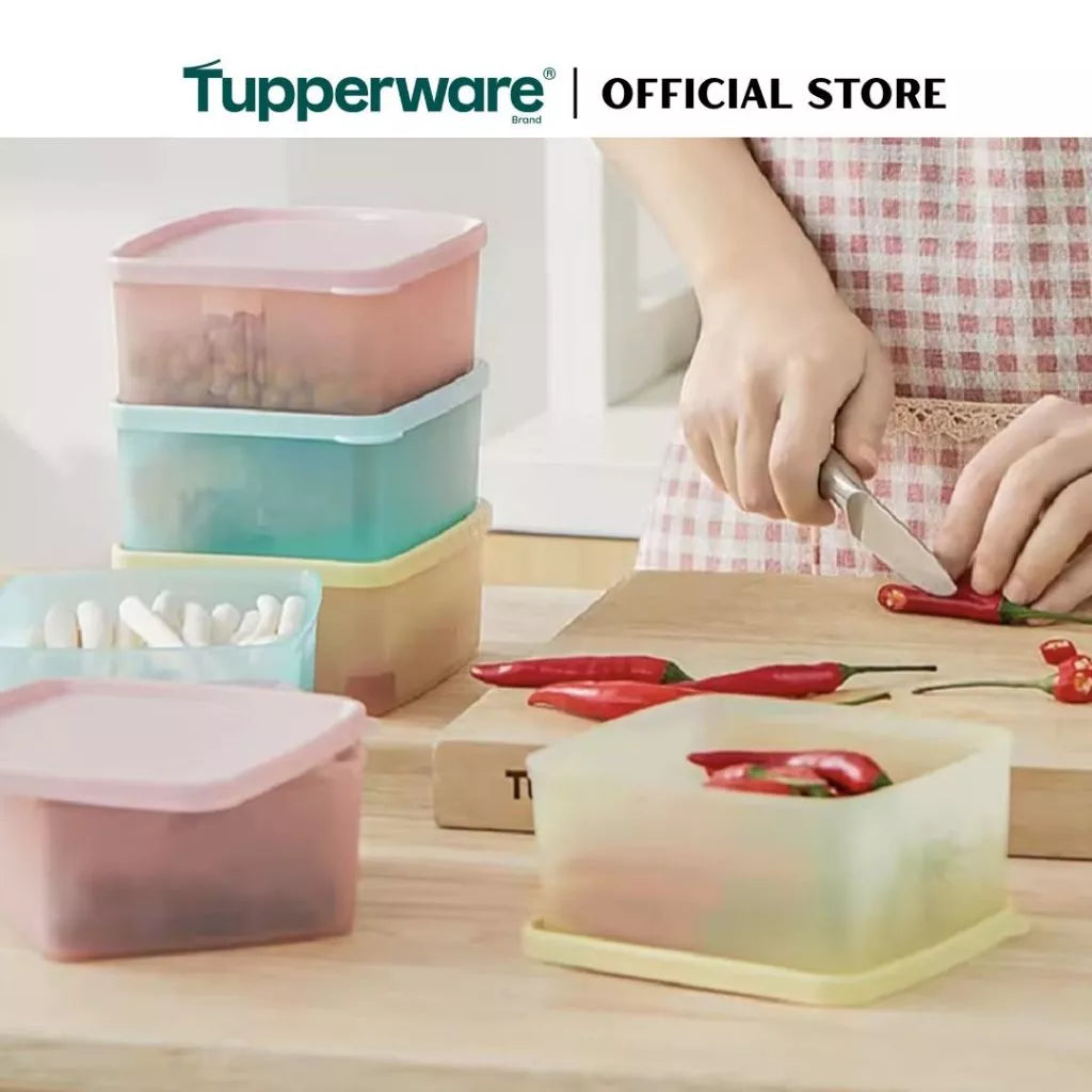 Tupperware 2pcs Stacking Square Food Storage containers (400ml) TP0031