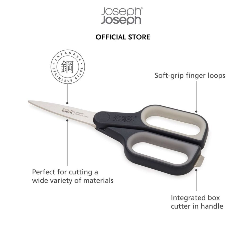 Joseph Joseph PlusCut™ Grey Scissors with Integrated Box Cutter JJ0015