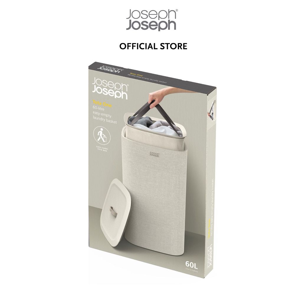 Joseph Joseph Tota One 60L or 90L Laundry Basket JJ0065 JJ0068 JJ0069 (Ecru / Black)