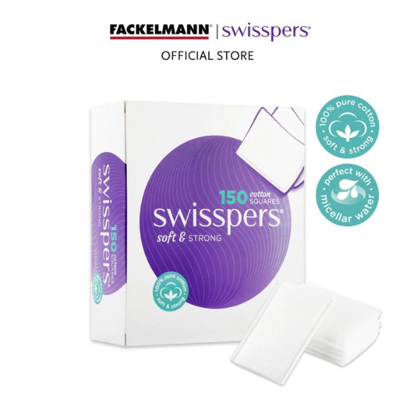 Swisspers Cotton Wool Square Pads (150’s/pack) SC0027