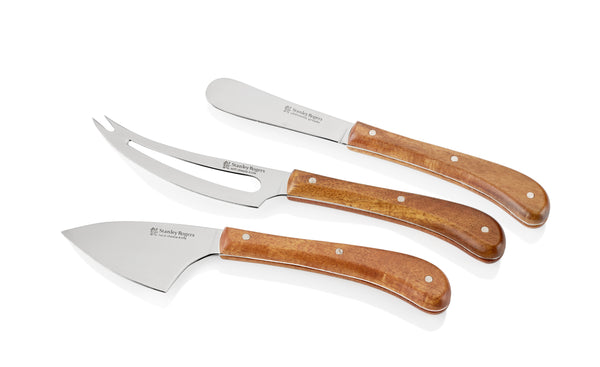 Pistol Grip Acacia 3 Piece Cheese Knife Set HW1096, stainless steel