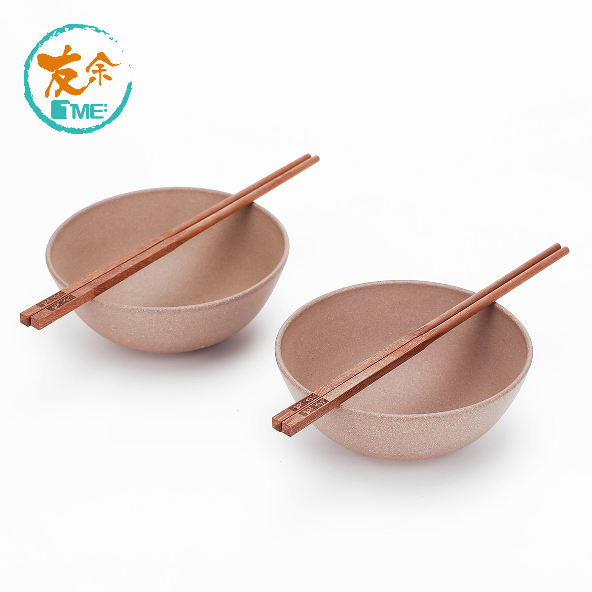 Purple Clay 2 Bowls & Chopsticks set - Grey