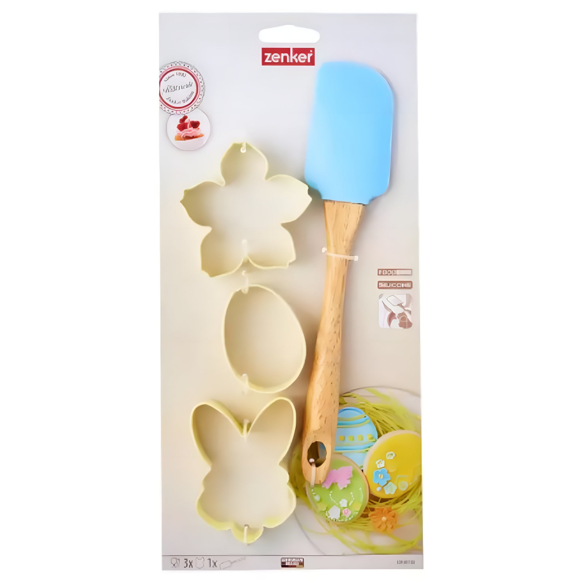 Silicone Spatula With 3 Cookie Cutters Set
