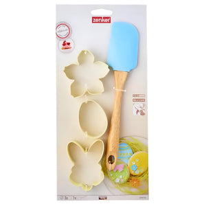 Silicone Spatula With 3 Cookie Cutters Set